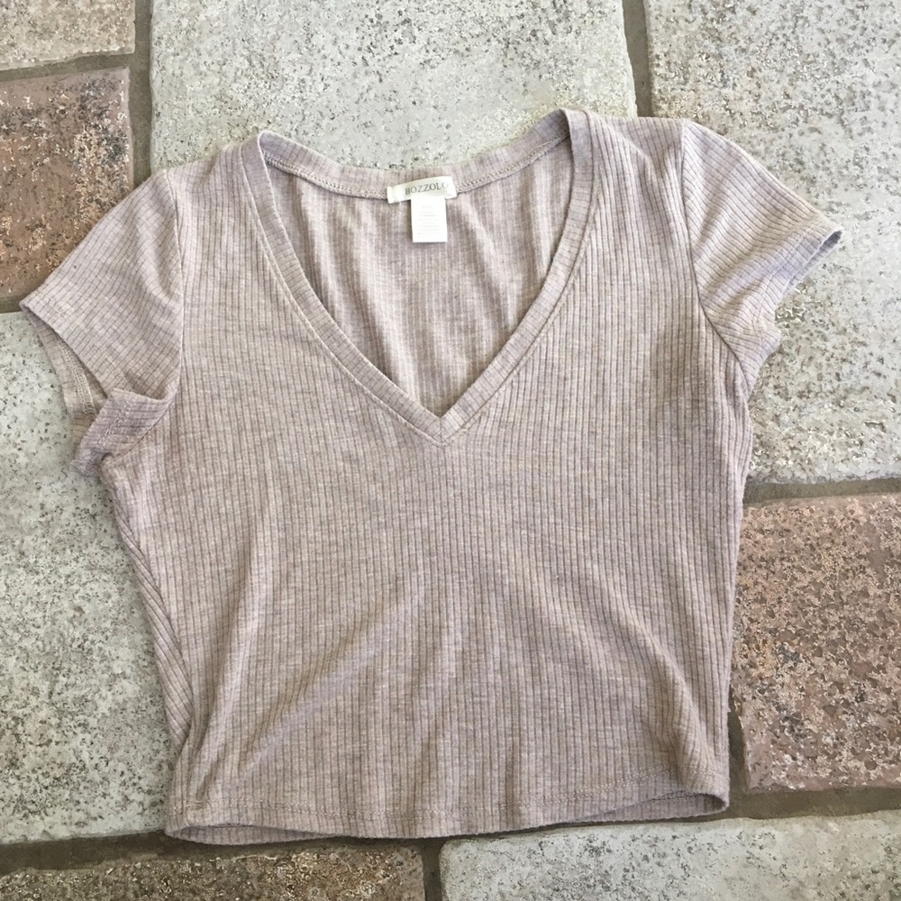 bozzolo ribbed v neck crop top